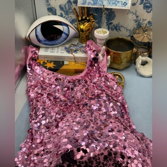 🆕 SIMKHAI 🧿 NWOT Bex Sequined Embellished Maxi Dress, Sorbet Pink - Sz US 6 - Picture 12 of 13